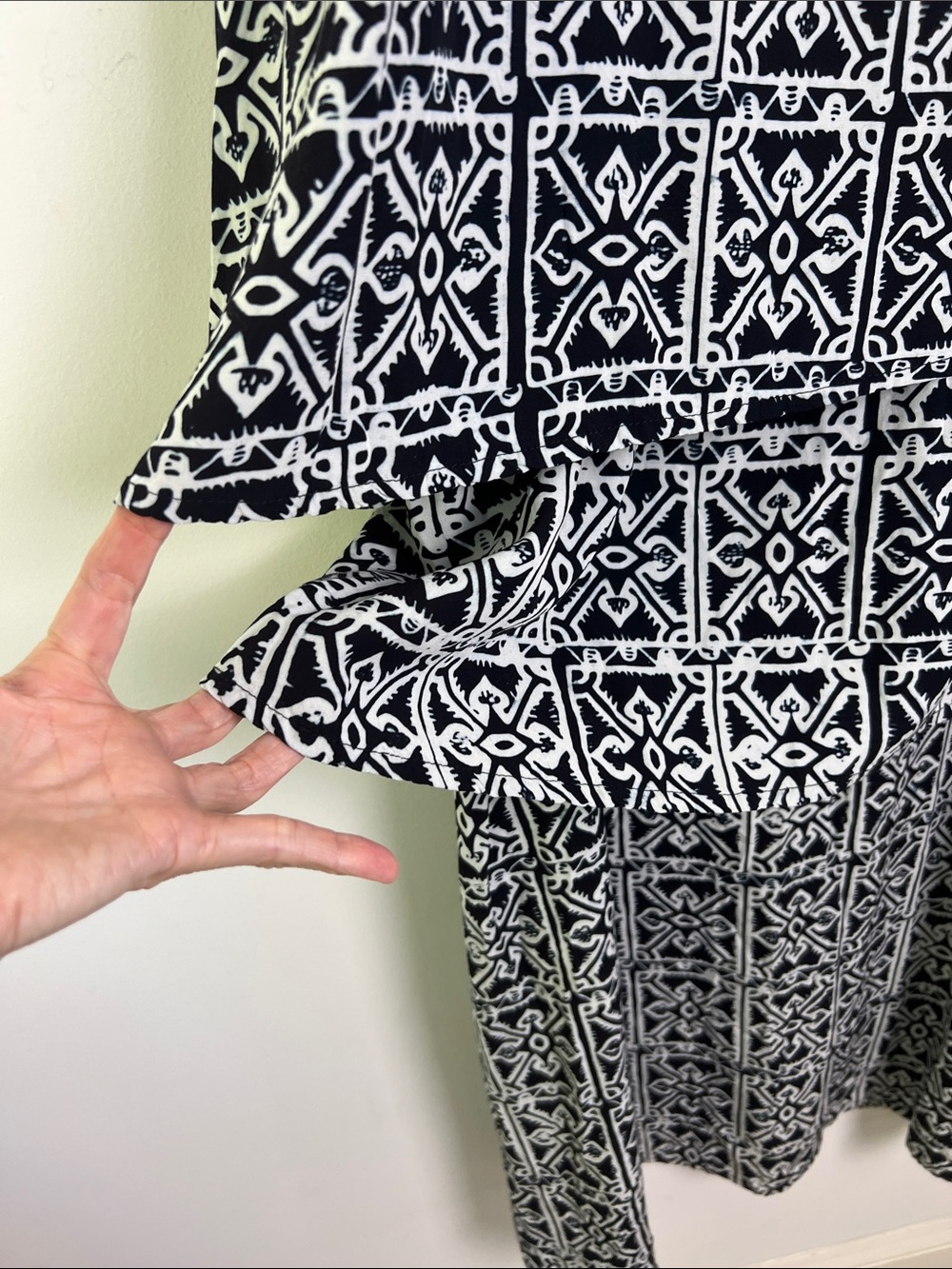 VTG NOA NOA Hawaii Medium Black White Batik Pattern Layered Handmade Maxi Dress - Picture 5 of 10